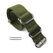5 Ring Ballistic Army Green Nylon Fabric Replacement 22mm Watch Band Strap #3015