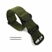 5 Ring Ballistic Army Green Nylon Replacement 22mm Watch Band Strap PVD #3016
