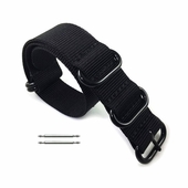 5 Ring Ballistic Army Military Black Nylon 22mm Watch Band Strap PVD #3014