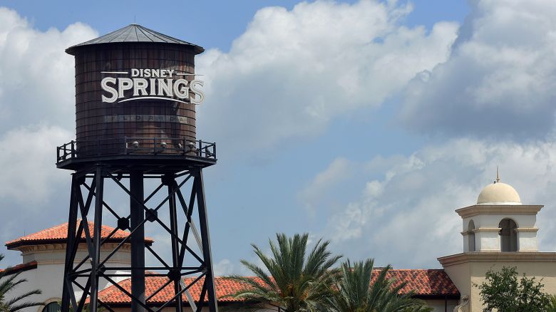 Disney Springs sign at Walt Disney World is seen on March 16, 2020.