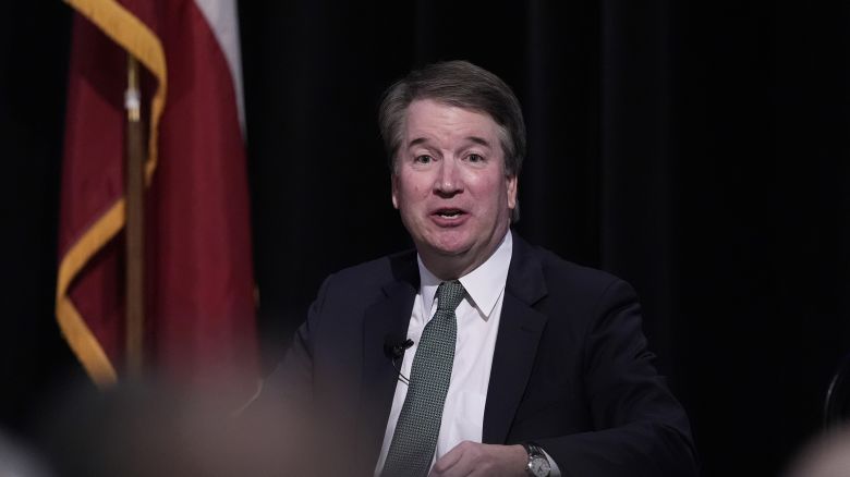 U.S. Supreme Court Justice Brett Kavanaugh speaks during judicial conference, Friday, May 10, 2024, in Austin, Texas. (AP Photo/Eric Gay)