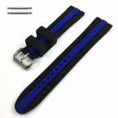 Black & Blue Racing Style Silicone 22mm Replacement Watch Band Strap #4422