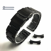 Black PVD Brushed Metal Steel Curved End Replacement 22mm Watch Band #7007