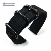 Black Nylon 22mm Watch Band Strap Army Military Ballistic Black Buckle #6032