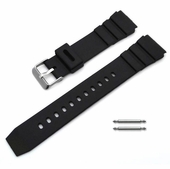 Black Silicone Diver's Style Replacement 22mm Watch Band Strap SS Buckle #4031