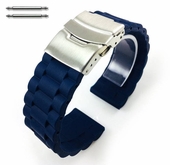 Blue Silicone Replacement 22mm Watch Band Strap Double Locking Buckle #4092