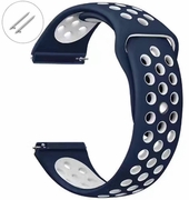 Blue & White Sports Silicone Replacement 22mm Watch Band Strap Quick Release Pins #4078