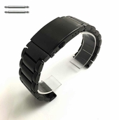 High Quality 22mm Solid Steel Brushed Black Metal Replacement Watch Band #5112