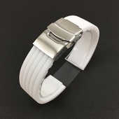 White Silicone 22mm Replacement Watch Band Strap Double Locking Clasp #4434